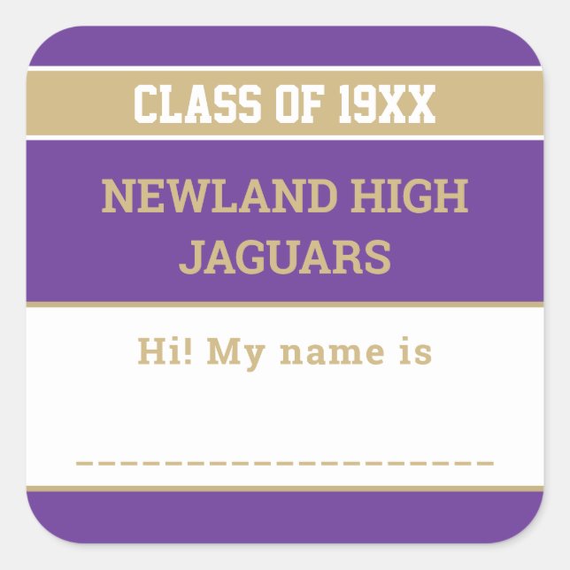 School Spirit! Custom Class Reunion name tag  (Front)