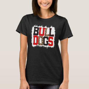 School Spirit Mascot Bulldogs Leopard Print Teache T-Shirt