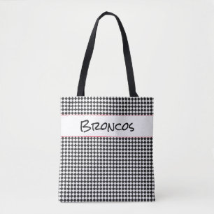School Spirit Team Colours Check Sports NAME Fun Tote Bag