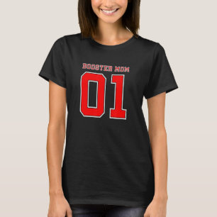 School Sports Themed Booster Club Mom Red And Whit T-Shirt