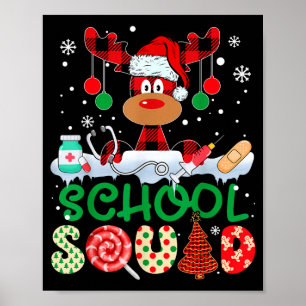 School squad nurse reindeer buffalo red plaid poster