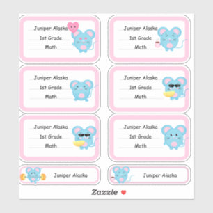  School sticker labels(Cute Rat)