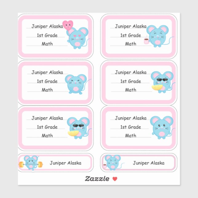  School sticker labels(Cute Rat) (Sheet)