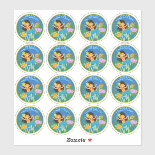 School Stickers Hello Third Grade! (Sheet)
