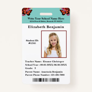  School Student Boys Girls ID Identification Card Badge
