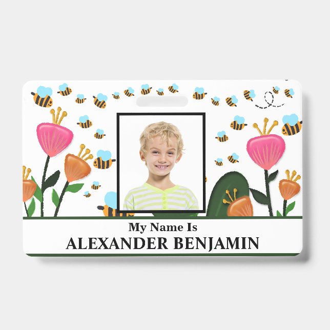 School Student Child Photo Name ID Card Custom   Badge (Front)