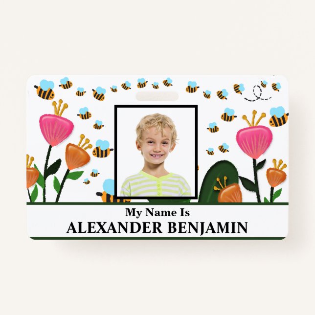 School Student Child Photo Name ID Card Custom   Badge (Front)