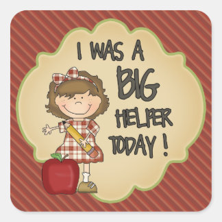 School / Student Helper Reward Sticker Red Stripes