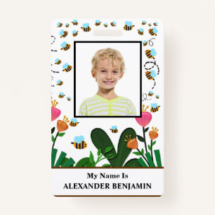 School Student Photo Boy Girl Child ID Fun Custom  Badge