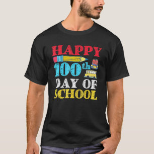 School Student Teacher Backpack Bus 100 Days Of Sc T-Shirt