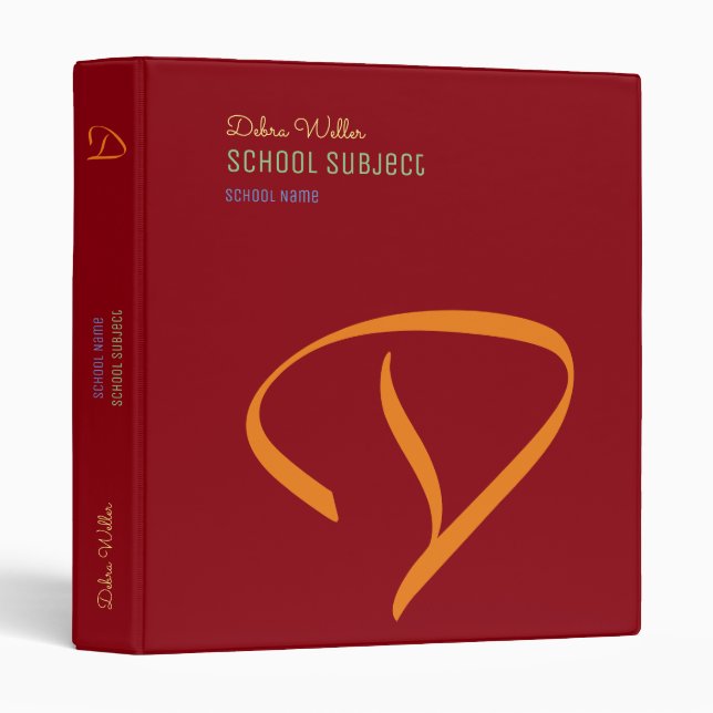 school studies modern red binder (Front/Spine)