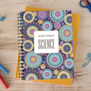 School Subject Colourful Personalized Navy Blue Notebook