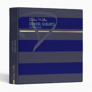 school subjects modern blue striped binder