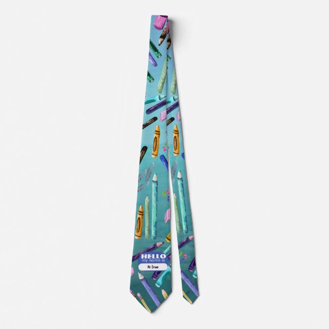 School supplies ombré pattern tie (Front)