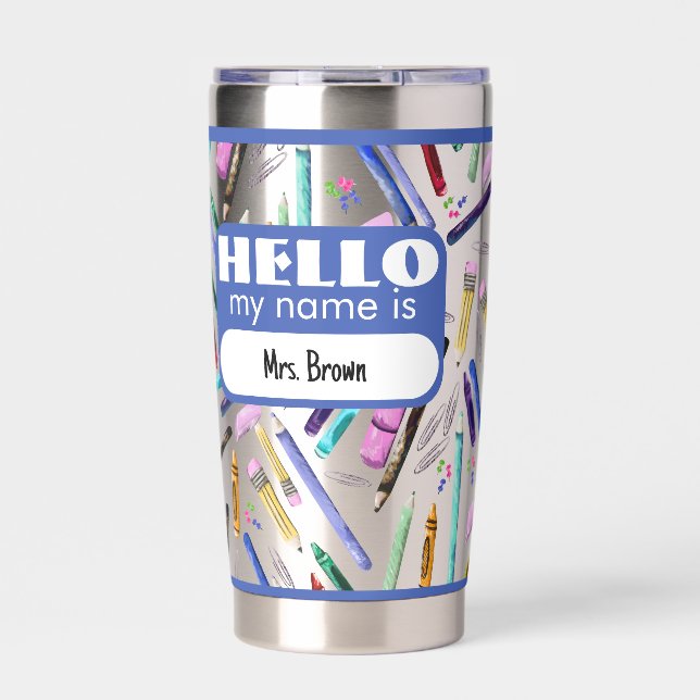 School supplies pattern insulated tumbler (Front)