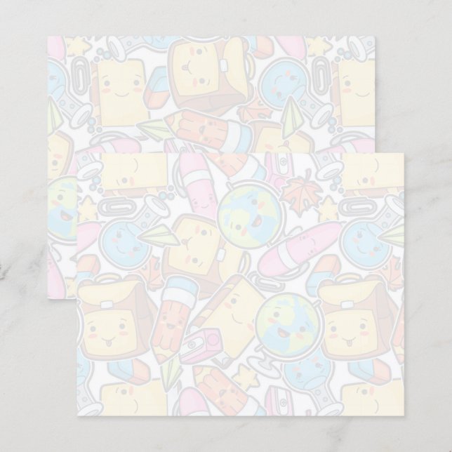 School Supplies Pattern Post-it Notes (Front/Back)