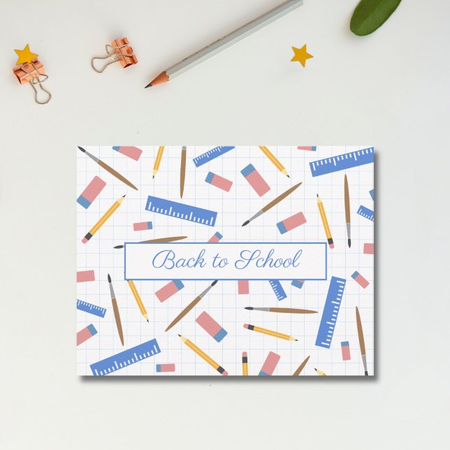 School Supplies Pattern Postcard (School Supplies Pattern Postcard)