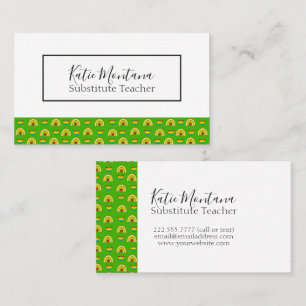 School Supplies Pattern Substitute Teacher Business Card