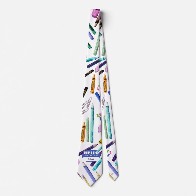 School supplies pattern tie (Front)