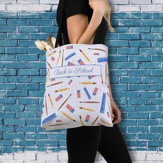 School Supplies Pattern Tote Bag (School Supplies Pattern Tote Bag)