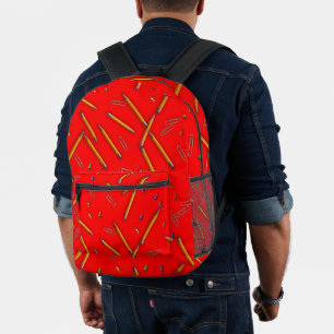 School Supplies Pencils Pushpins Red Backpack