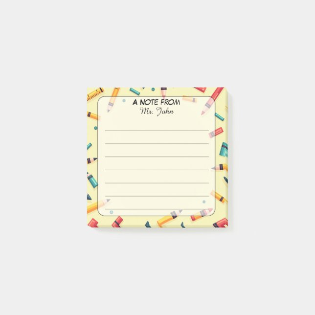 School Supplies Scatter "A Note From" Personalized (Front)
