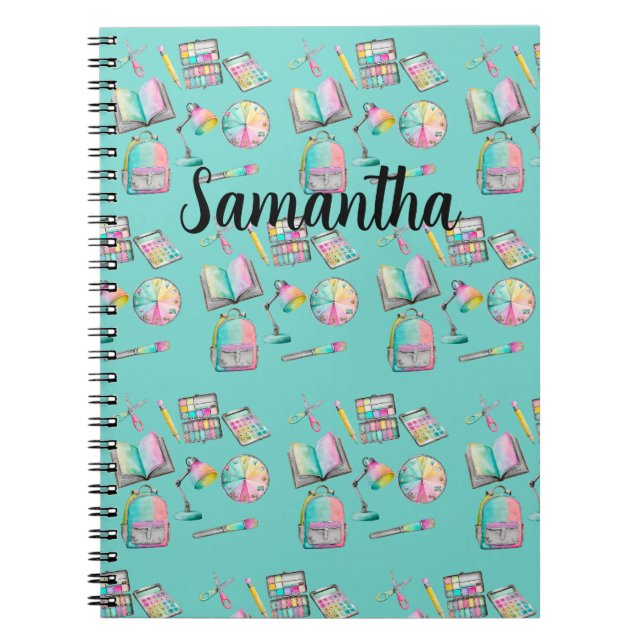 School Supplies Spiral Notebook, Samantha Name  Notebook (Front)