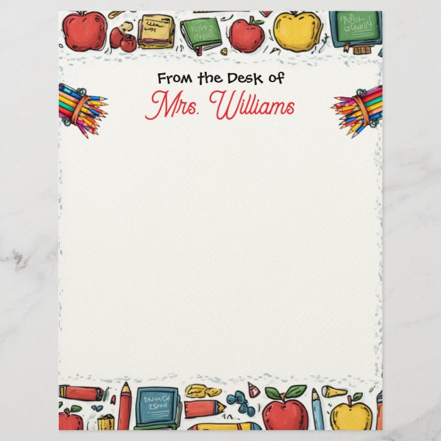 School Supplies Teacher's  Letterhead (Front)