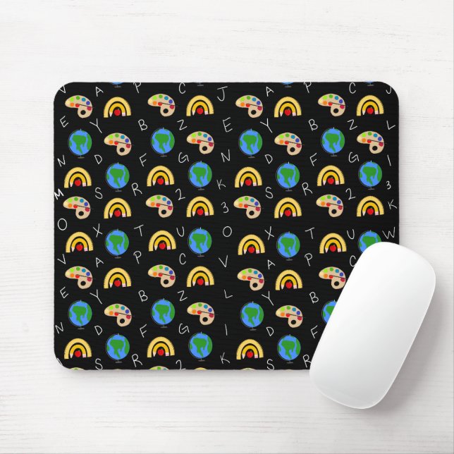 School Supplies with Numbers and the Alphabet Mouse Pad (With Mouse)