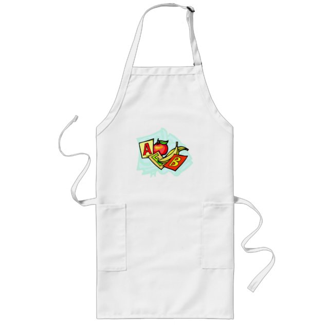 School Symbols Apple Letters Alphabet Long Apron (Front)