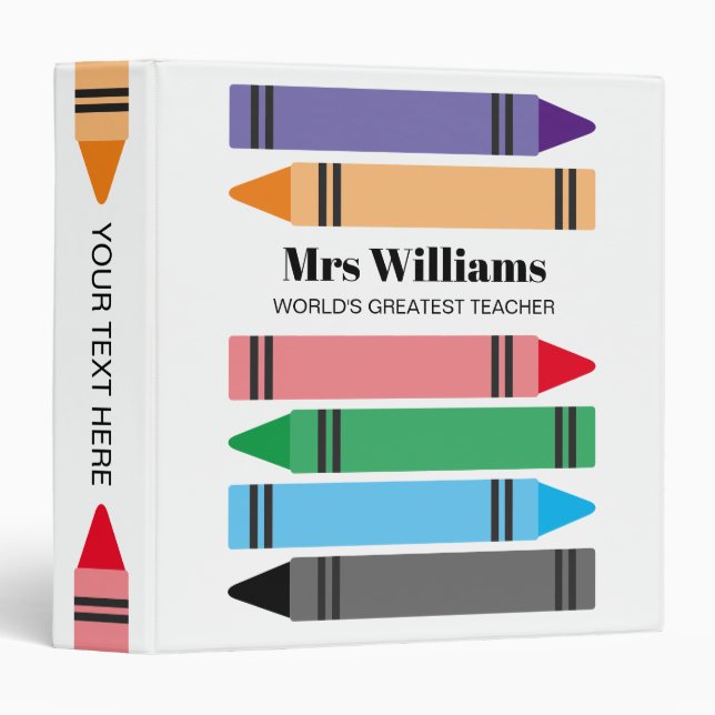 School teacher binder with colourful crayon design (Front/Spine)
