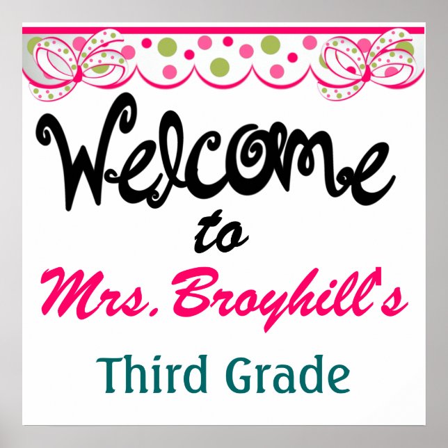 School - Teacher Classroom Welcome - SRF Poster (Front)
