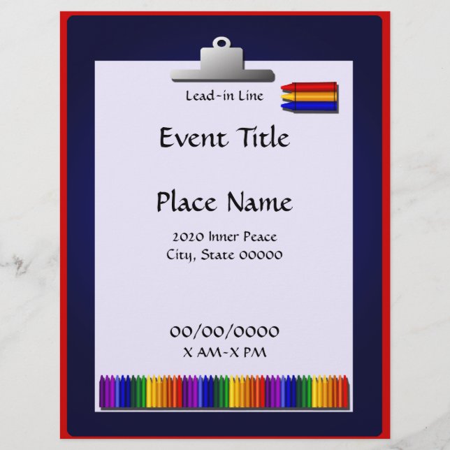 School Teacher Crayon Design Event Flyer (Front)