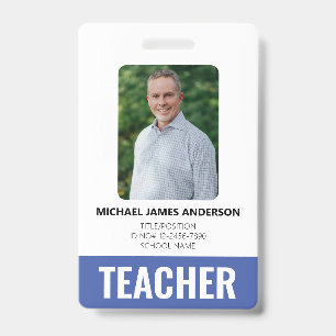 School Teacher Custom Employee ID  Badge