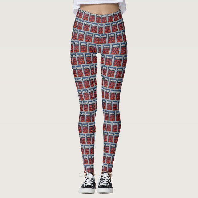School Teacher Education Math Nerd Calculator Leggings (Front)