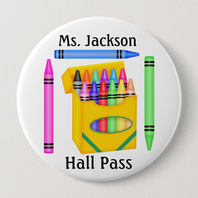 School Teacher Hall Pass - SRF 4 Inch Round Button (Front)