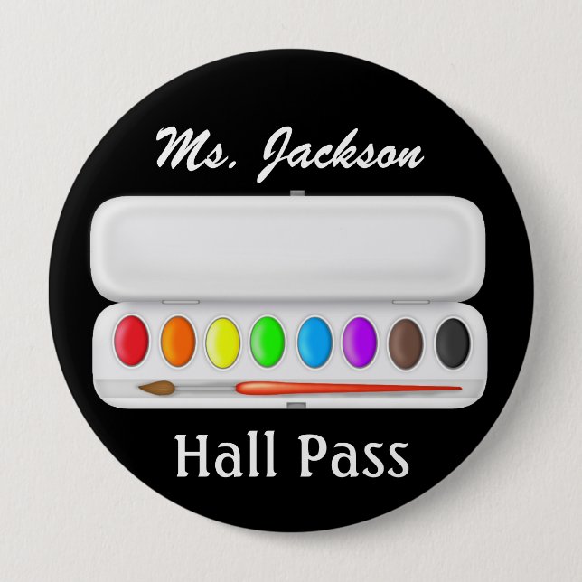 School Teacher Hall Pass - SRF 4 Inch Round Button (Front)