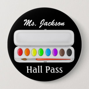 School Teacher Hall Pass - SRF 4 Inch Round Button