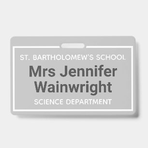 School Teacher Identity Name Badge