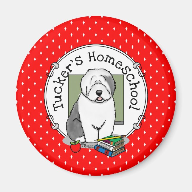 School Teacher Old English Sheepdog (Gray 1) Cute Magnet (Front)