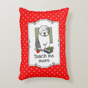 School Teacher Old English Sheepdog (Grey 1) Cute Accent Pillow