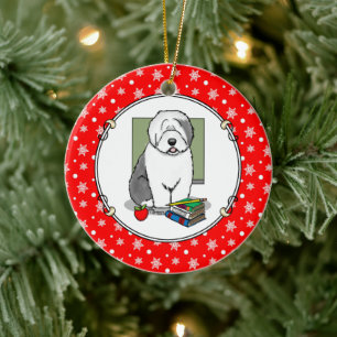 School Teacher Old English Sheepdog (Grey 1) Cute Ceramic Ornament