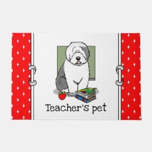 School Teacher Old English Sheepdog (Grey 1) Cute Doormat