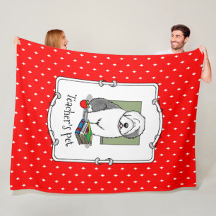 School Teacher Old English Sheepdog (Grey 1) Cute Fleece Blanket