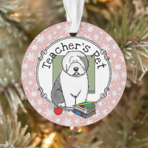 School Teacher Old English Sheepdog (Grey 1) Cute Ornament