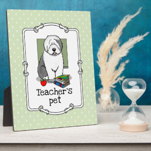 School Teacher Old English Sheepdog (Grey 1) Cute Plaque