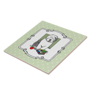 School Teacher Old English Sheepdog (Grey 1) Cute Tile
