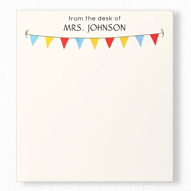 School Teacher or Coach Colourful Bunting Flags Notepad (Creator Uploaded)