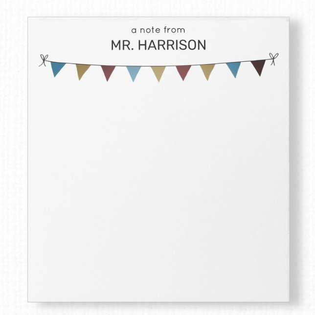 School Teacher or Coach Rustic Bunting Flags Notepad (Creator Uploaded)