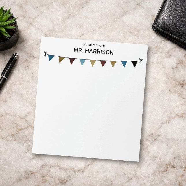 School Teacher or Coach Rustic Bunting Flags Notepad (Creator Uploaded)